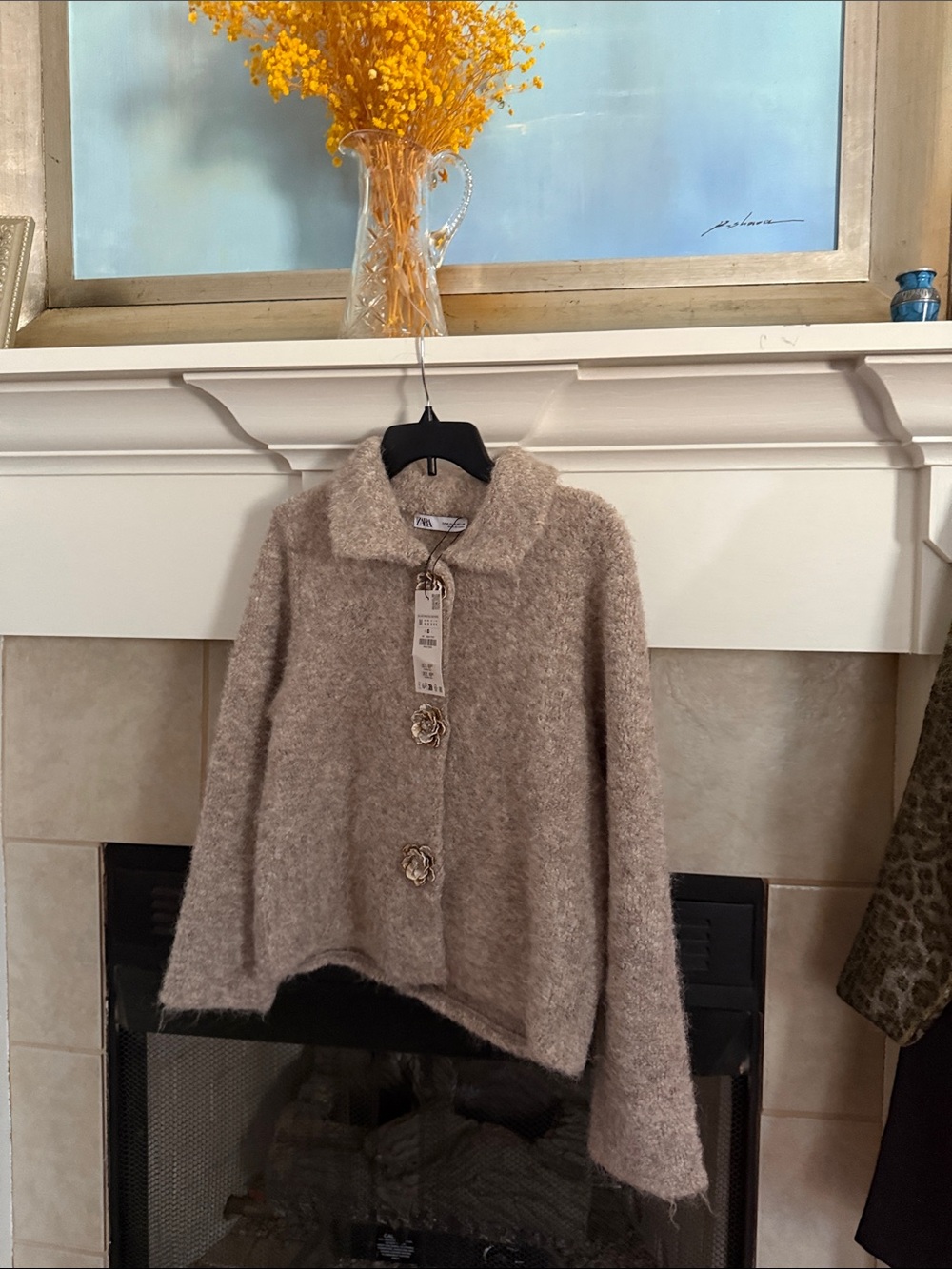 Zara Elegant Button-Front Women's Sweater Jacket in Taupe NWT - Picture 7 of 7
